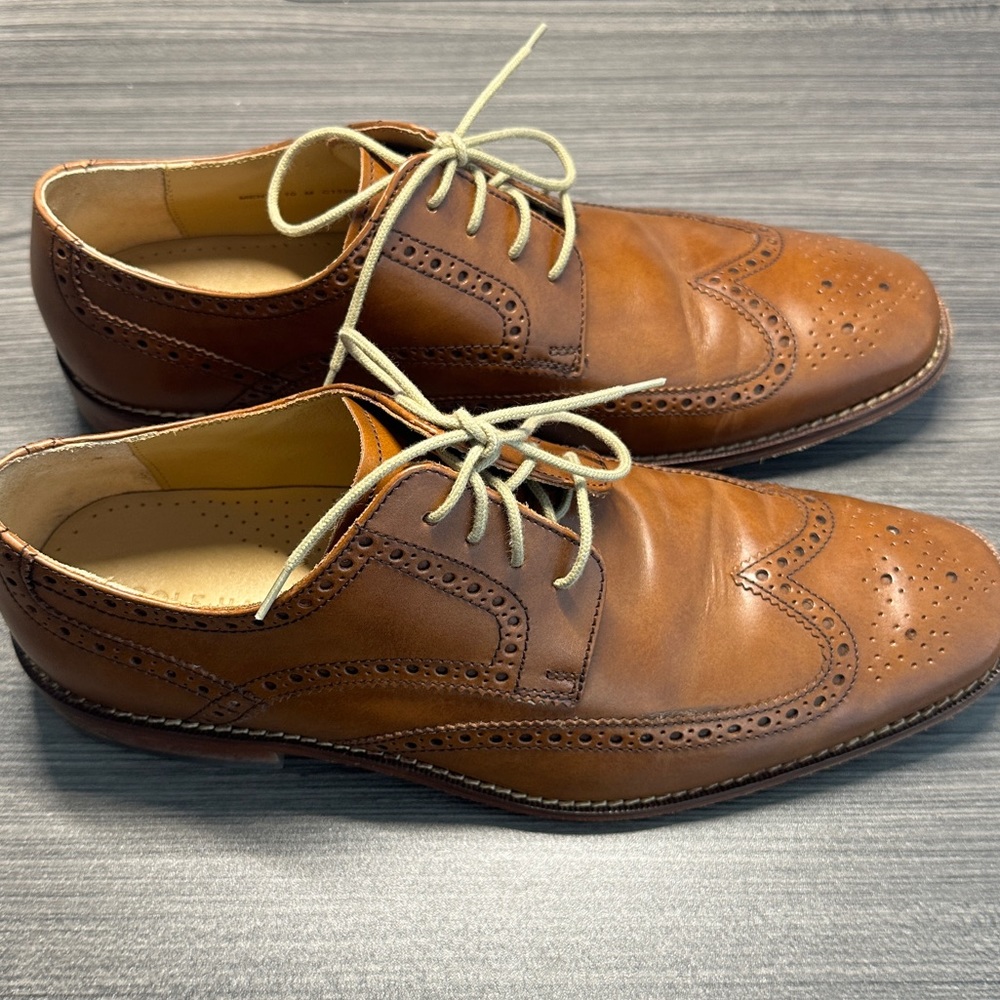Men’s Cole Haan Wingtip Shoes, British Tan, Size 10 M